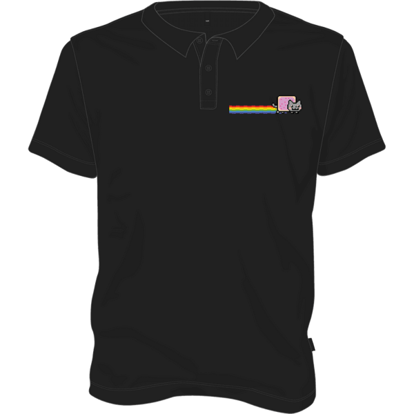 Nyan Cat Polo T-shirt - Black / S on Etherbit