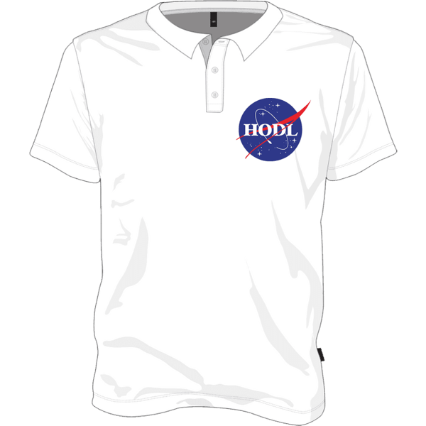 Hodl Nasa Polo T-shirt - White / XL on Etherbit