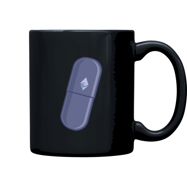 Ethereum Blue Pill Mug - Black on Etherbit