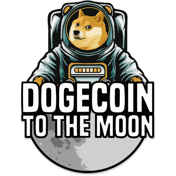 Dogecoin To The Moon Sticker - 12 Pack on Etherbit