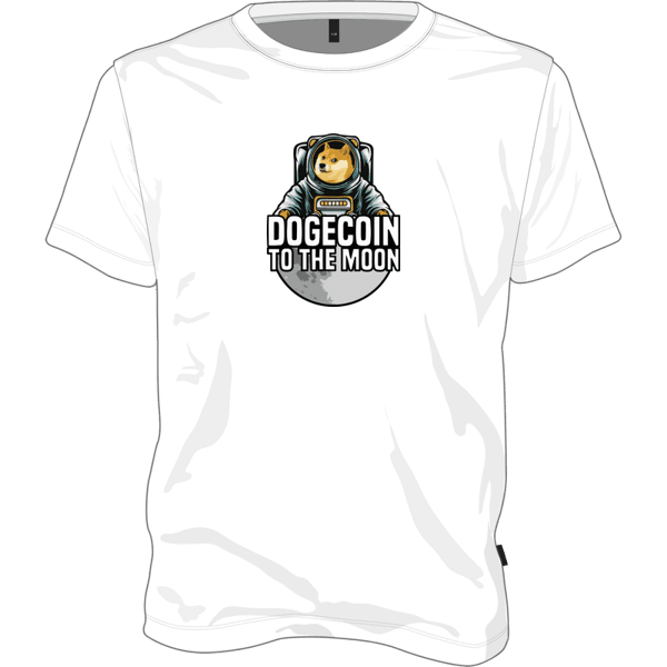 Dogecoin To The Moon T-shirt - White / L on Etherbit