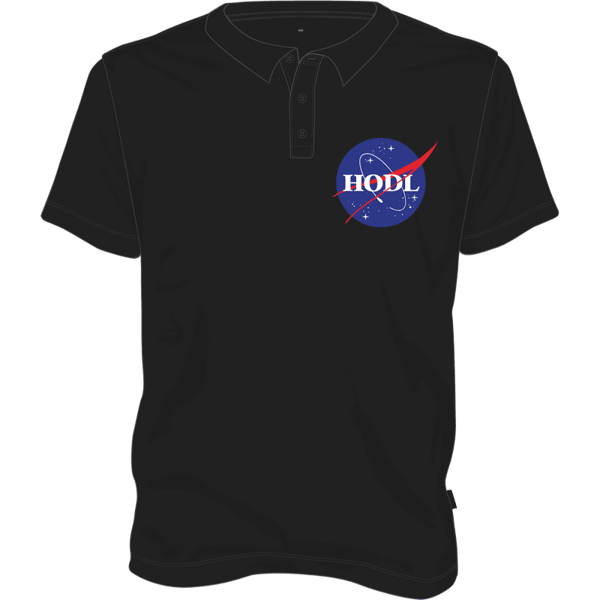 Hodl Nasa Polo T-shirt - Black / L on Etherbit
